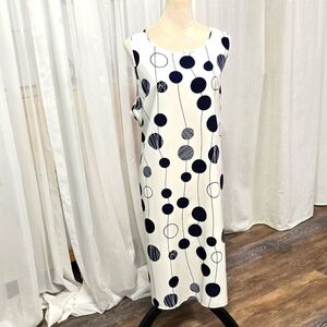 2/$30 Emory Rose Plus Size 4XL White Womens Shift‎ Dress Black Circle Print Midi